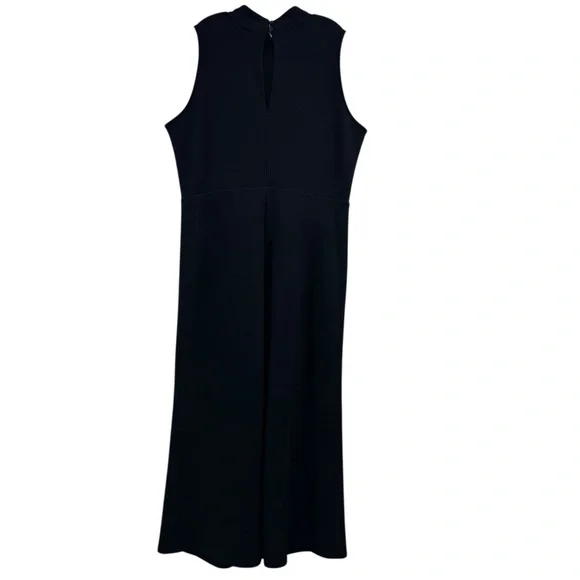 Spanx AirEssentials Mock Neck Striped Track Jumpsuit Very Black Wide Leg Size 2X - Picture 3 of 14